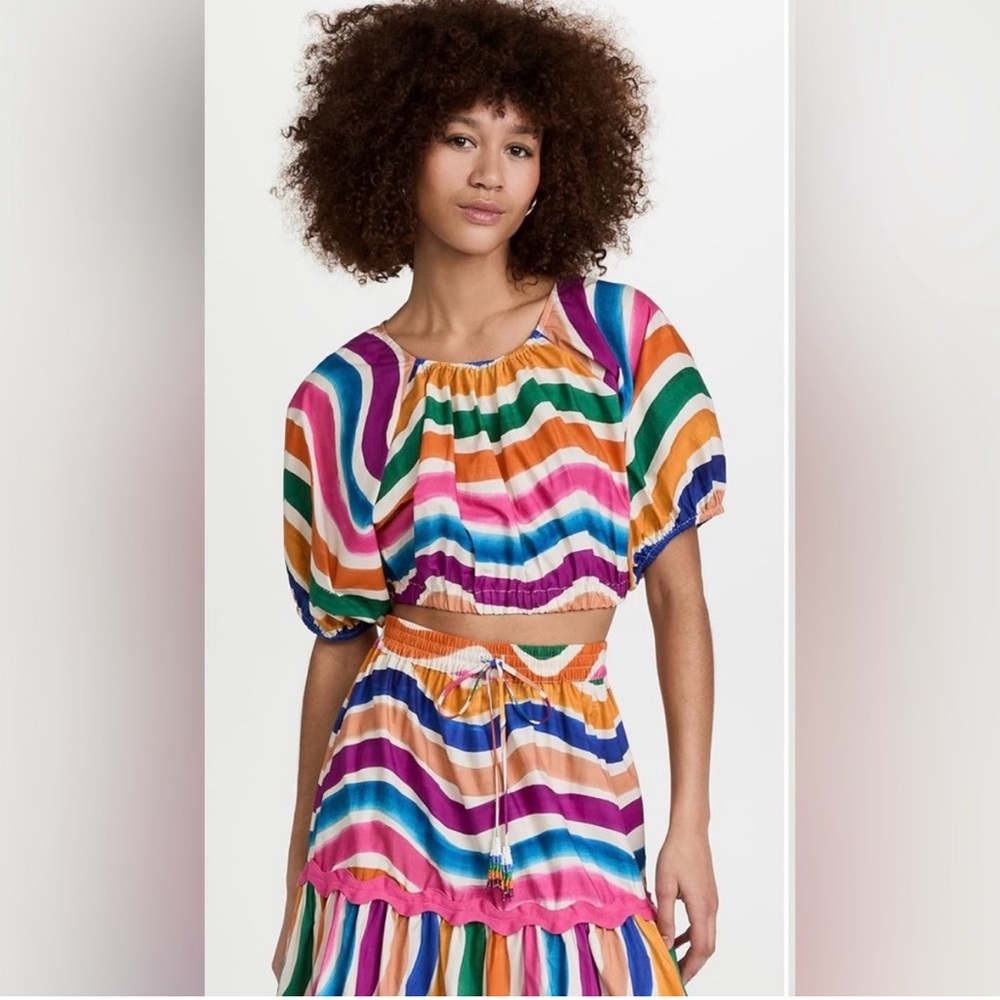 Farm Rio Dancing Stripes Crop Top